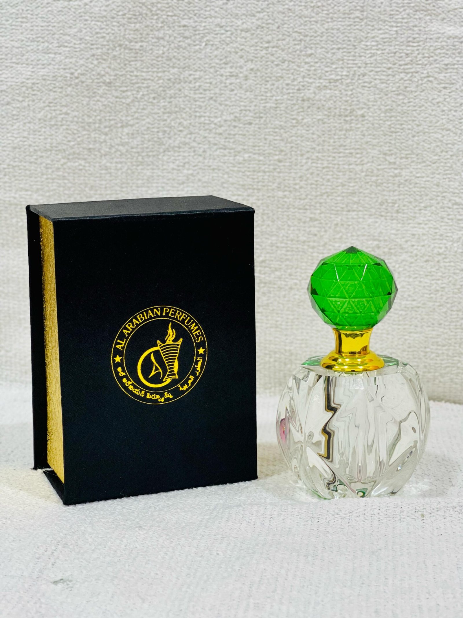 12MLCrystalbottleGreen_pic1_1200 12ml Crystal Attar Bottle